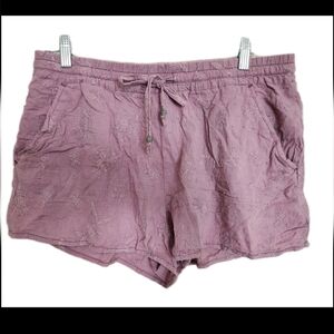 Anthropologie Hei Hei Purple Floral Embroidered Shorts Size Medium